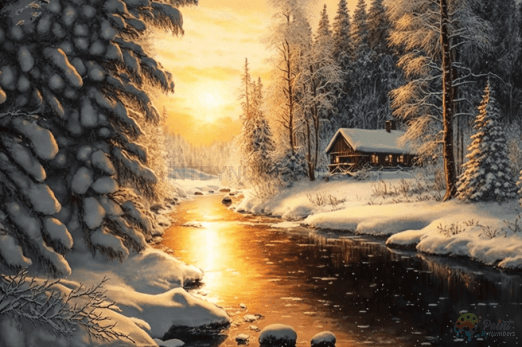 Snow Covered Cabin Paint By Numbers Kit