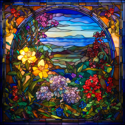 Stained Glass Window With A Beautiful View