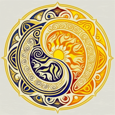 Sun And Water Inspired Yin Yang And Mandala