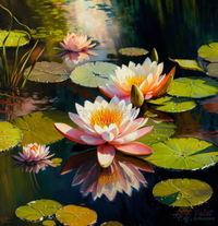 Thumbnail for Water Lilies On A Calm Pond Outdoor Nature Paint By Numbers Kit