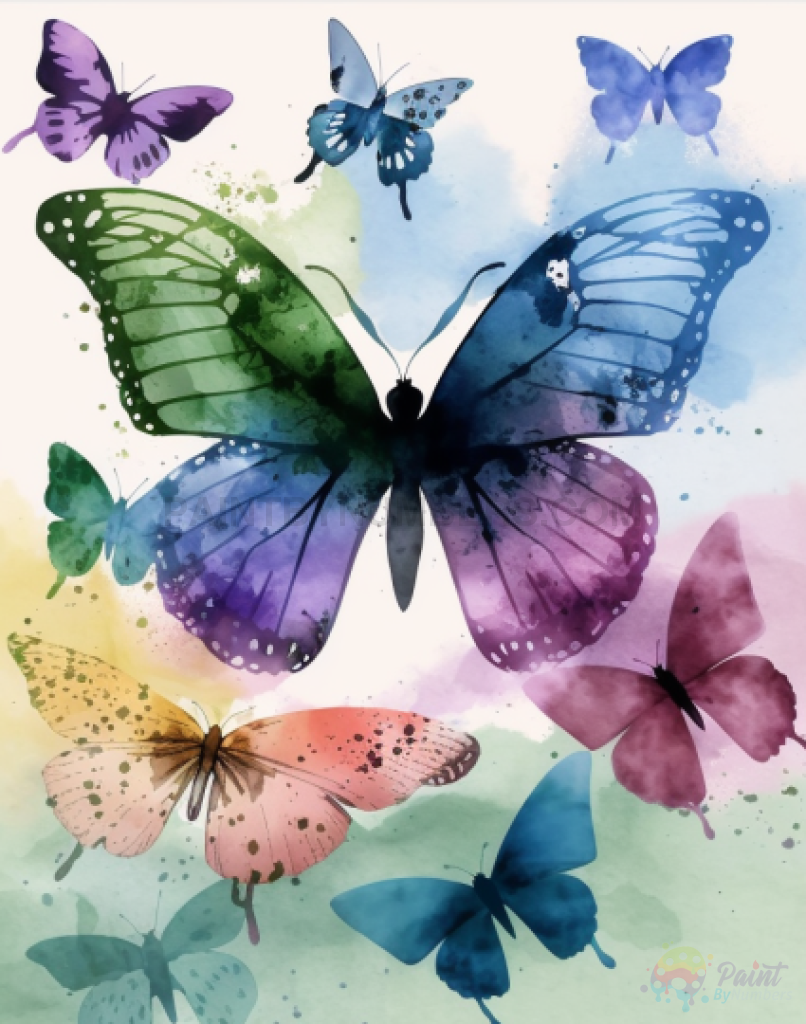 Watercolor Butterflies Paint By Numbers Kit