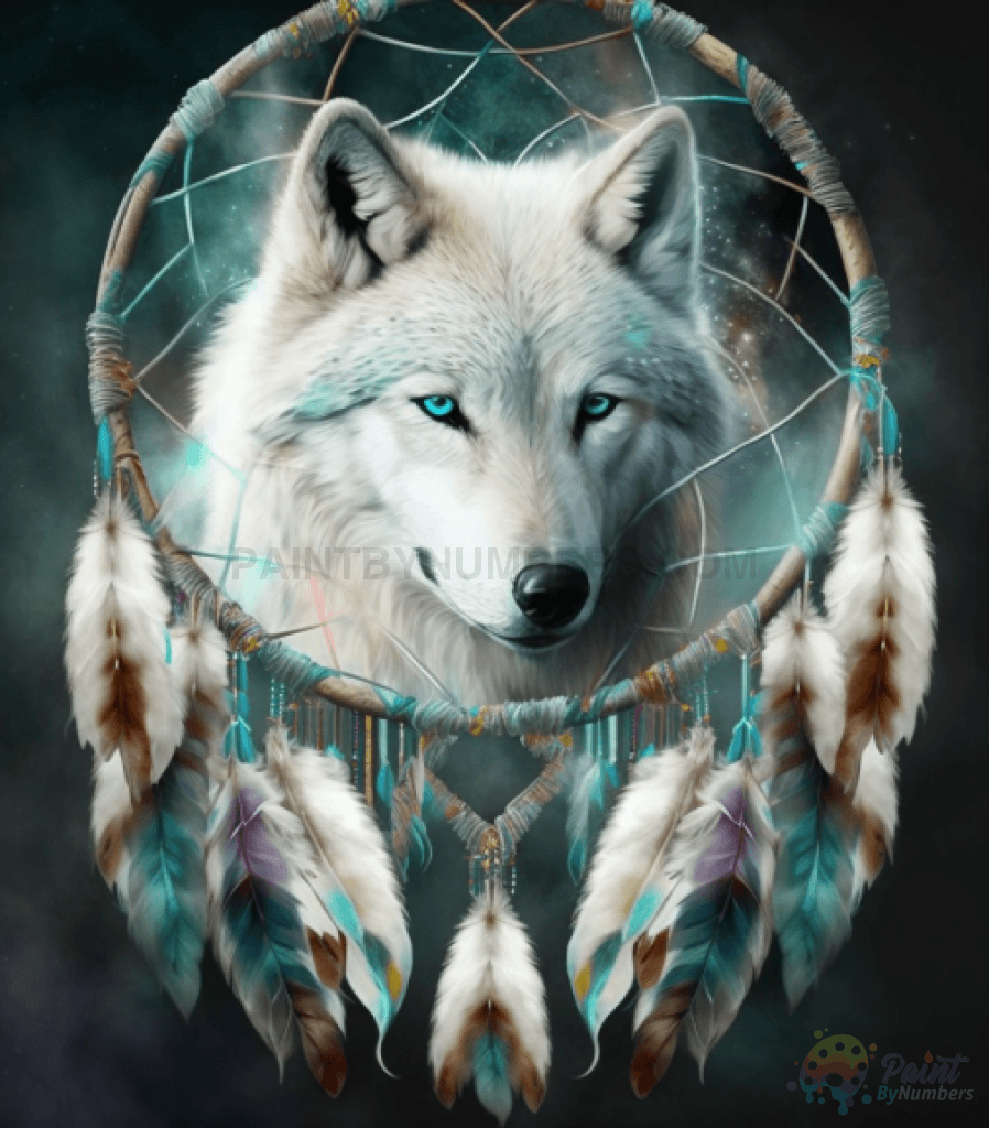 White Wolf Dream Catcher Paint By Numbers Kit