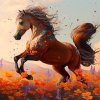 Thumbnail for Wild Horse In Blooming Flowers Paint By Numbers Kit