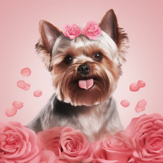 Yorkie And The Roses